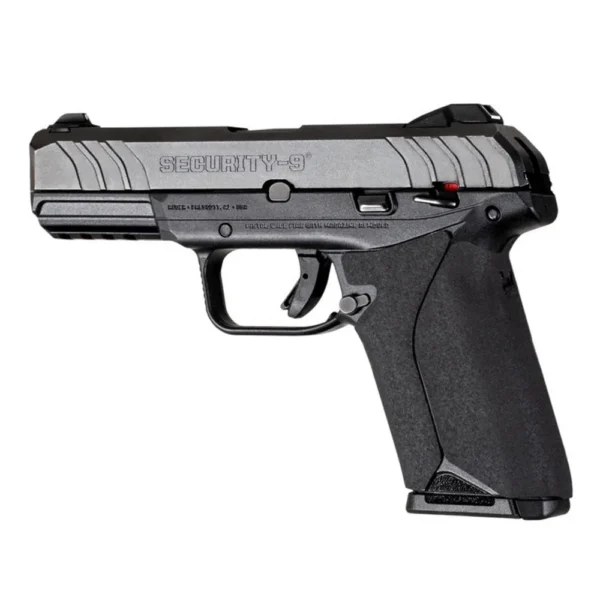 Hogue Wrapter Adhesive Grip for Ruger Security-9, black grain-textured grip in side view