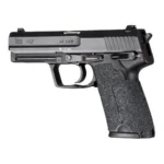 Hogue Wrapter H&K USP adhesive grip, black heavy grit texture shown installed in side view