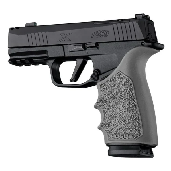 Hogue HandAll Beavertail grip sleeve for Sig Sauer P365 XMacro, slate grey right-side view
