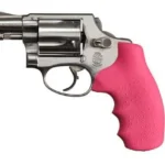 Hogue S&W J Frame Round Butt Rubber MonoGrips, pink grip fitted to a stainless revolver