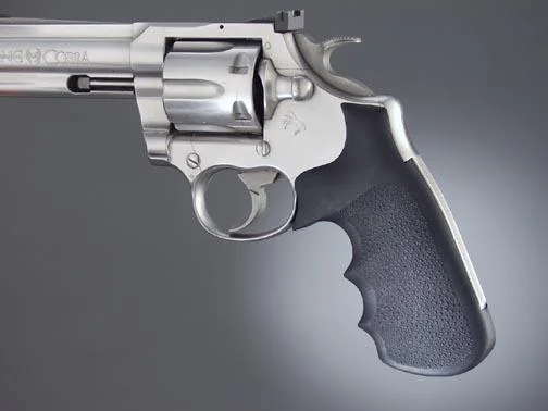 Hogue Colt King Cobra & Anaconda Rubber Monogrip, black finger-groove grip mounted on revolver