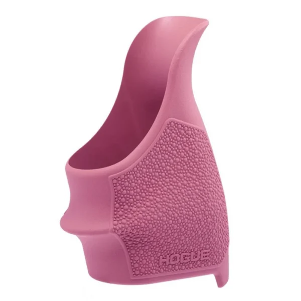 Hogue Handall Beavertail Grip Sleeve, pink side view with textured grip panels and beavertail