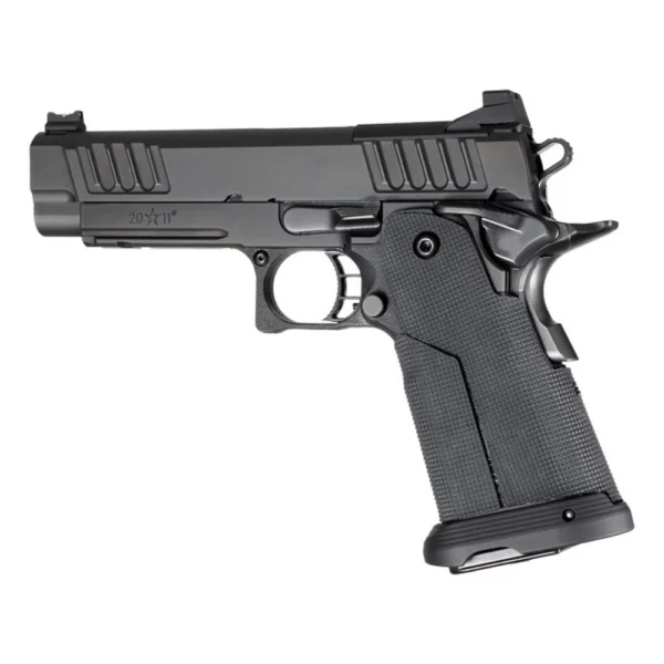 Hogue Wrapter Staccato P/XC/XL adhesive grip, black rubber block texture in side view
