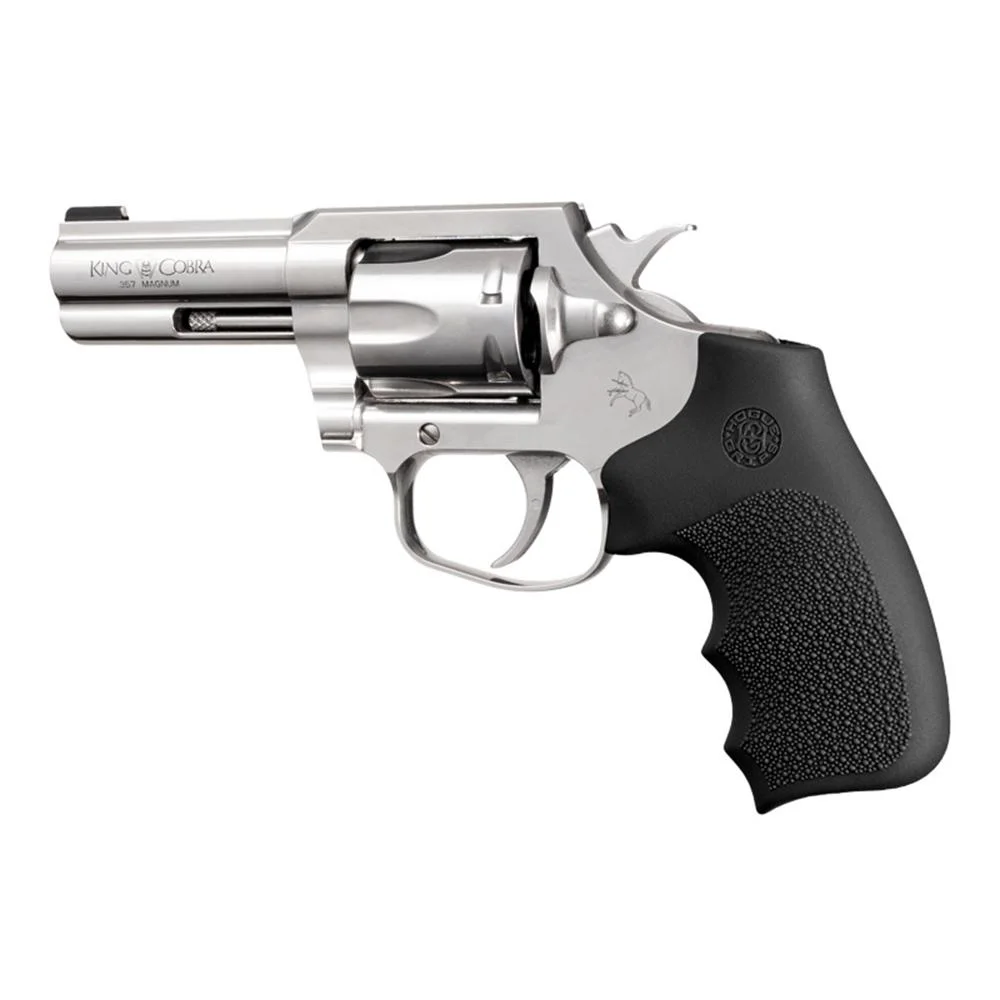 primary-40500 Hogue OverMolded Monogrip for Colt Detective Special/Diamondback, black on silver revolver