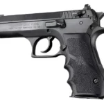 Hogue Magnum Research Baby Eagle Rubber Grips, black finger-groove grip installed, left side
