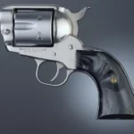 Hogue Ruger Blackhawk/Vaquero Black Pearl Cowboy Panels, right-side view installed on a revolver