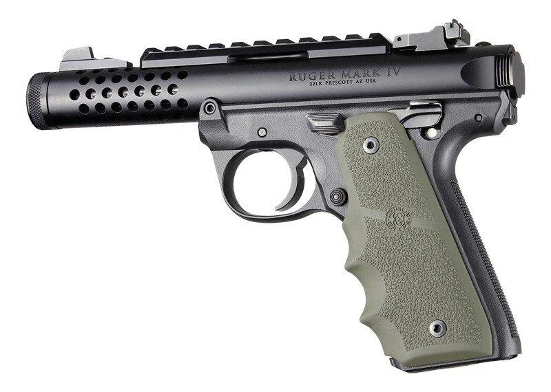 primary-40516 Hogue Inc. Ruger 22/45 MKIV Rubber Grip with Finger Grooves OD Green
