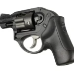 Hogue Inc. Ruger LCR Bantam Boot Tamer Cushion Grip, black, right-side view mounted on revolver