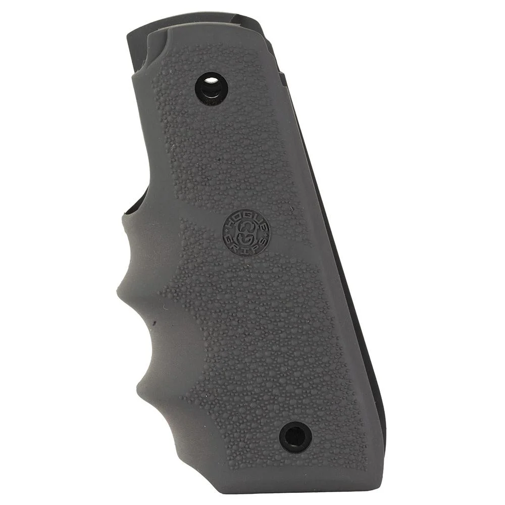 primary-40521 Hogue Overmolded Rubber Grip for Ruger 22/45 MKIV, slate grey side view with finger grooves