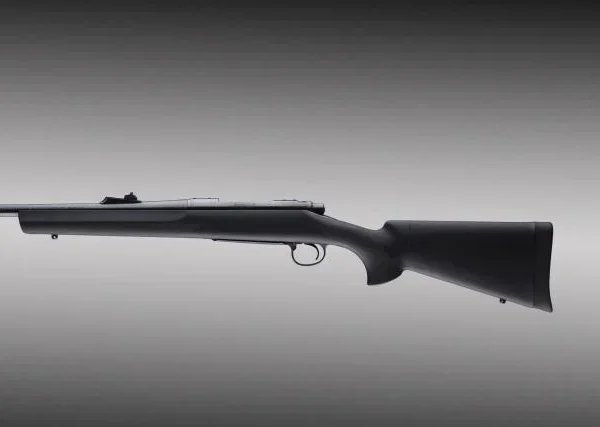 Hogue Remington 700 BDL Stock, black right-side view with raised comb and sling loop