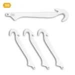 Outdoor Edge 3.0'' Gutting Blade Pack 4/ct, silver hooked blades shown individually and grouped