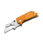 Outdoor Edge UtiliPro, open utility knife and multi tool with textured orange handle