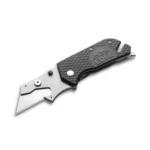 Outdoor Edge UtiliPro, open utility knife and multi tool with textured black handle