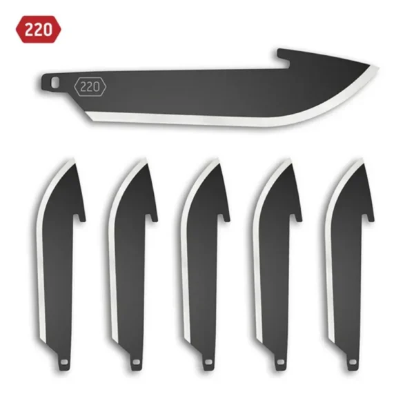 Outdoor Edge 2.2-inch Drop-Point Blade Pack with six black replacement blades