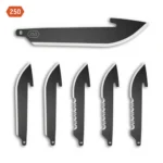 Outdoor Edge 2-1/5" Drop Point Blade Pack 3/ct Half Serration 3/ct Plain Black