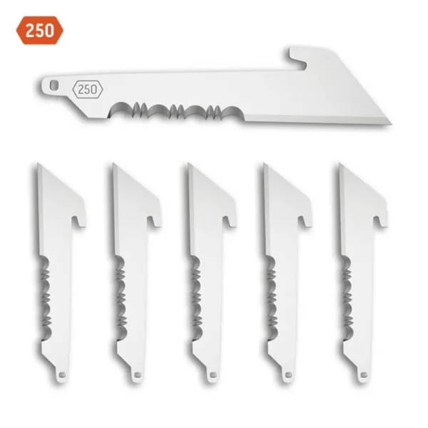 Outdoor Edge 2-1/2 Utility Blade Pack six silver blades with partially serrated edges