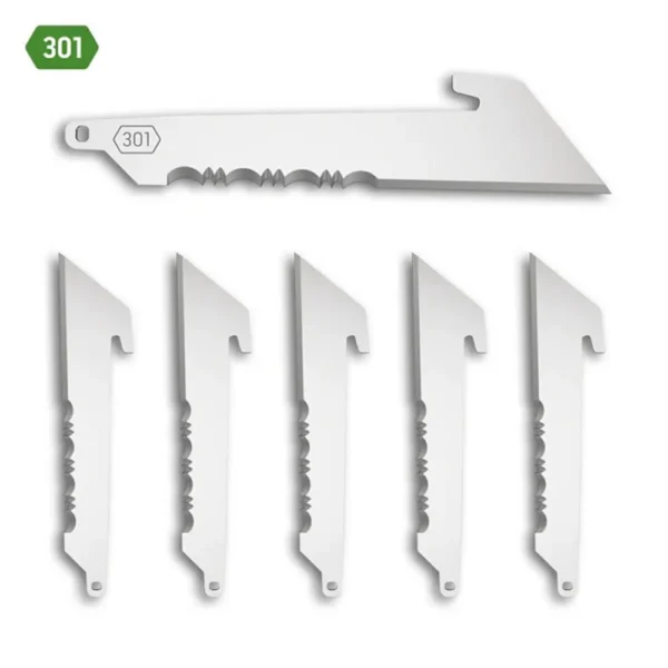 Outdoor Edge 3.0 Utility Blade Pack six silver blades with partially serrated edges