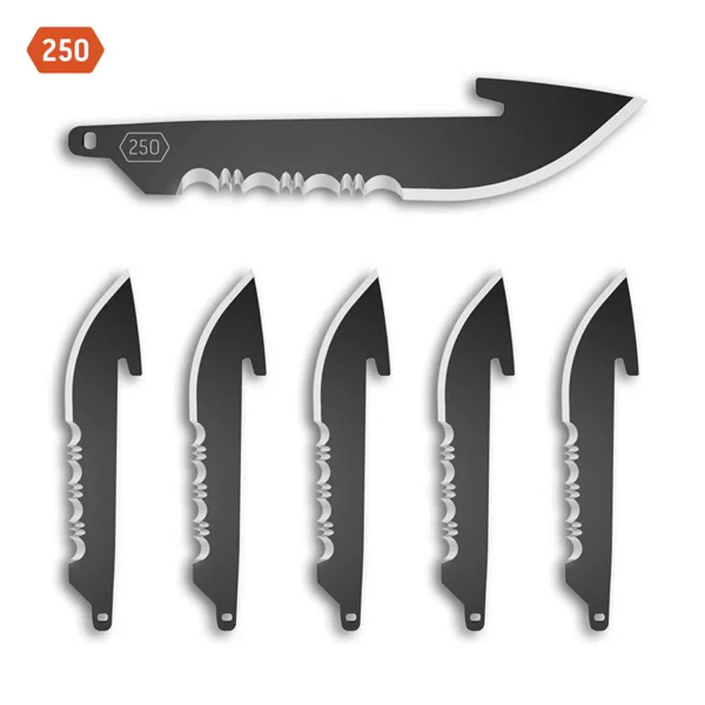 primary-40584 Outdoor Edge 2-1/5" Drop Point Blade Pack Half Serration Black 6/ct