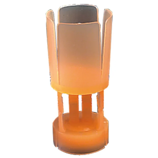 J-Ron Inc. Claybuster Shotshell Wad, orange, upright front view with four split petals