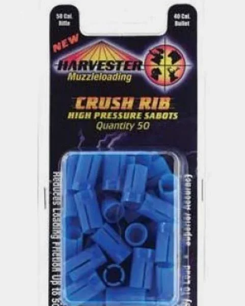 J-Ron Inc. Harvester Muzzleloading Crush Rib Sabots, blue sabots in clear retail pack