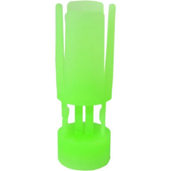 Claybuster Shotshell Wads, bright green plastic wad shown upright from the side