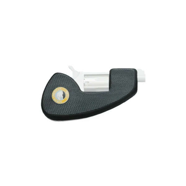 North American Arms Holster Grip, black side view with textured surface, clip and brass pivot