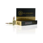 Weatherby Select Plus Rifle Ammunition, black and gold box with cartridges displayed