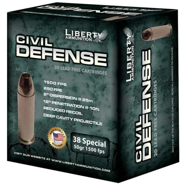 Liberty Ammunition Liberty Civil Defense Handgun Ammunition .38 Spl 50 gr SCHP 1500 fps 20/ct