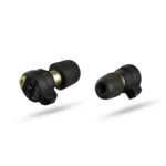 Altus Brands LLC Pro-Ears Stealth Elite earbuds, black pair with foam tips on white background