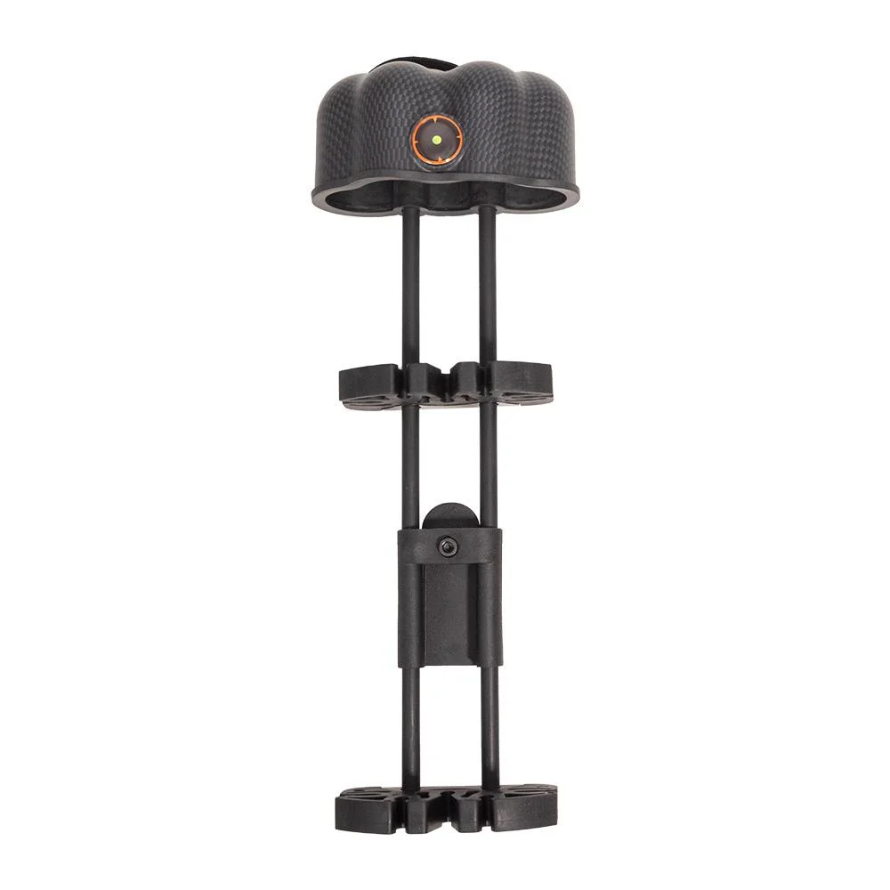primary-40744 Rock Ridge Outdoors Dead Ringer 5 Arrow Quiver, black front view with hood and mounting brackets
