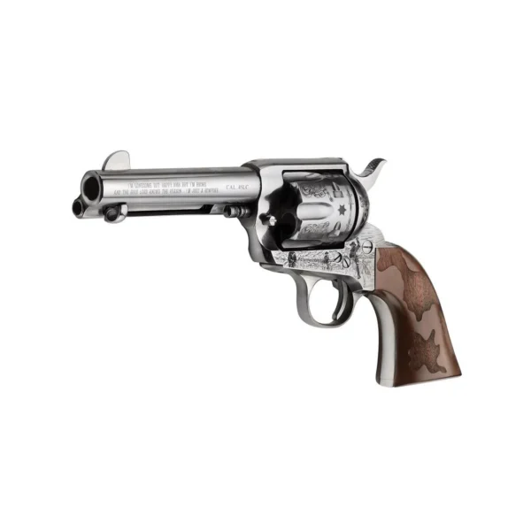 EMF Inc. DBA Pietta EMF Cowpoke Revolver .45 Colt 6rd Capacity 4.75" Barrel Nickel Finish Engraved Cowhide Walnut Grip