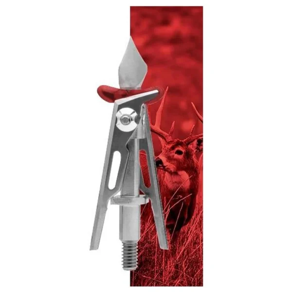 Escalade Sports DBA Bear Archery SIK 2-Blade Expandable SK2 Crossbow Broadhead 2-inch Offset Entry - Red/Silver