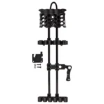 Trophy Ridge Hex Lite Quiver, front view of black quiver with dual rods and mounting hardware