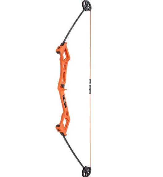 Bear Archery Valiant youth bow set, orange right-hand bow with black limbs and red string