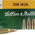 Sellier & Bellot Rifle Ammunition, green and yellow box with brass cartridges displayed in front