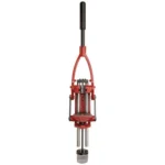 Forster Co-Ax Press With S Jaws, red reloading press in front view with black handle