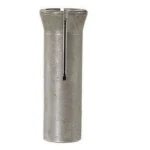 Forster Original Case Trimmer #4 collet, upright view of silver slotted metal cylinder