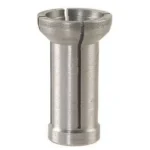 Forster Trimmer Collet #3, silver metal collet with slotted flared end, side view