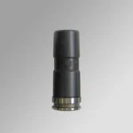Forster Belted & Rimmed Headspace Gage, dark metal cylindrical front view with brass-toned base