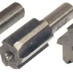 Forster Neck Reamer, three angled views of silver metal cutting tools with hexagonal sections