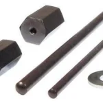 Forster Stuck Case Remover, two dark rods, two hex fittings and a silver washer