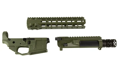 RADIAN BUILDER KIT 10" OD GREEN, green handguard and receiver components laid out