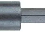 Forster Power Adapter, side view of grey metal adapter with cylindrical socket and hex shaft