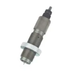 Forster 7mm PRC Full Length Sizing Die, silver angled view with threaded body and knurled top