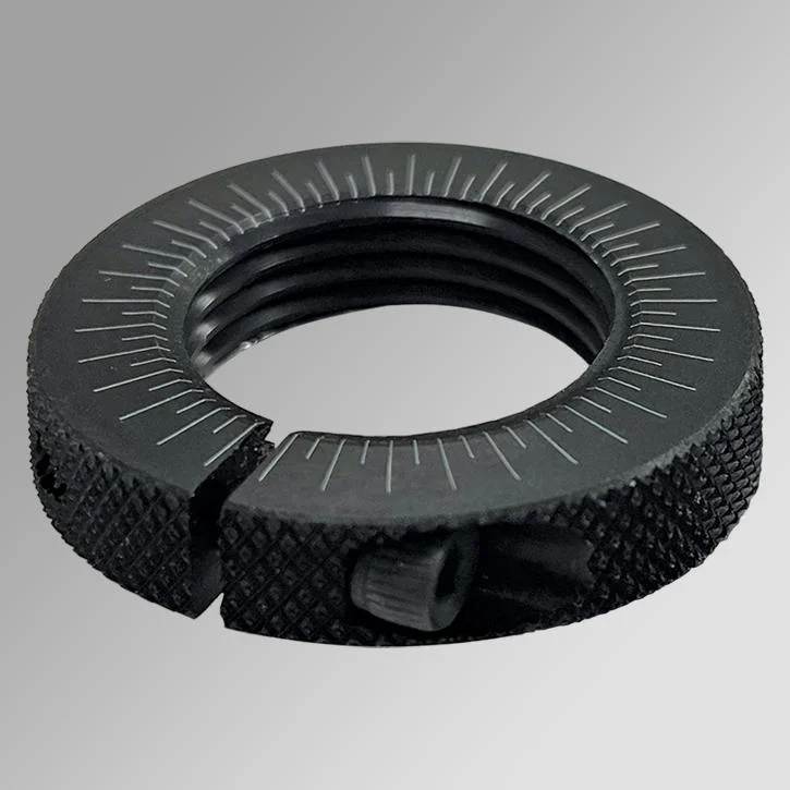 primary-41039 Forster Accu-Ring Die Lock Ring, black, angled top view with engraved scale