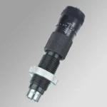 Forster Ultra Micrometer Seater Die for 300 AAC Blackout, silver and black die angled upright