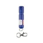 SABRE MIGHTY DISCREET SPRAY blue cylindrical canister with silver key clip