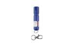 SABRE MIGHTY DISCREET SPRAY blue cylindrical canister with silver key clip