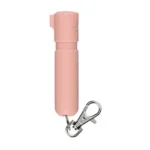 SABRE MIGHTY DISCREET SPRAY soft pink cylindrical canister with silver key clip