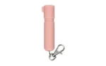 SABRE MIGHTY DISCREET SPRAY soft pink cylindrical canister with silver key clip